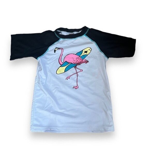 Appaman Boys Flamingo 8 Rash Guard & 7 Swim Trunks Set Beachwear Vacation Pool - Picture 2 of 8